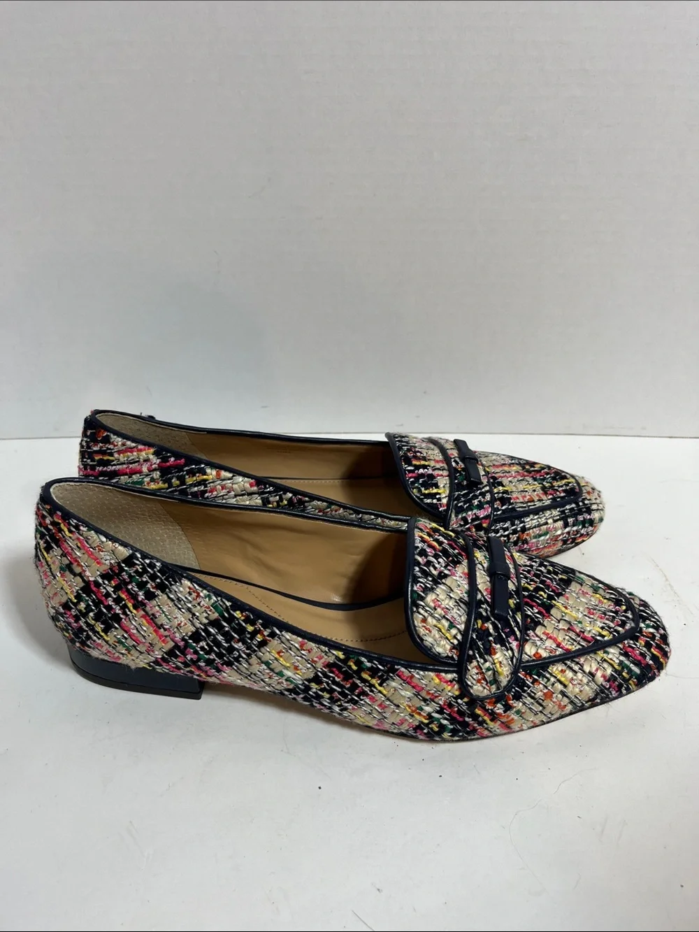 Talbots Multicolor Tweed Loafers with Navy Trim